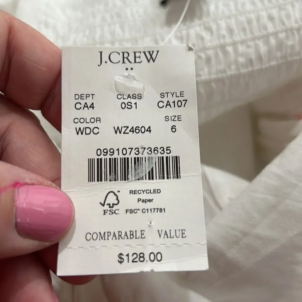 J.Crew Factory Scalloped-trim Tiered Midi Dress in White CA107 NWT - Picture 8 of 12